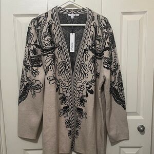 Chico's Elegant Black and Cream Cardigan